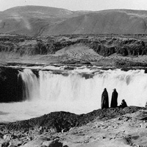 Three Indians view the Celilo Falls