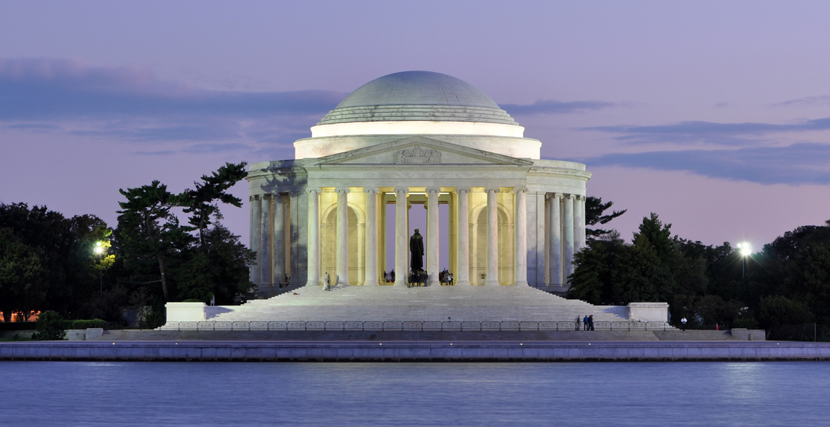 The Jefferson Memorial at dusk