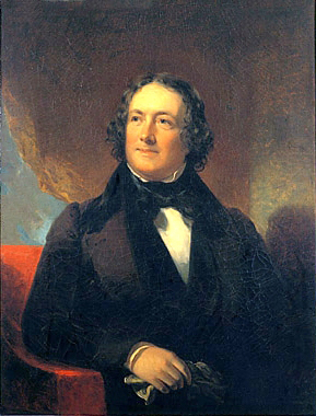 Nicholas Biddle smiling and with long curly hair