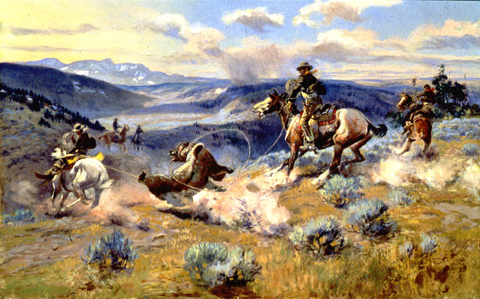 Cowboys Roping a Grizzly