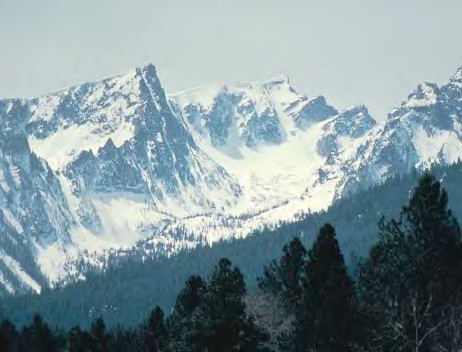Sharp, snow-clad mountains