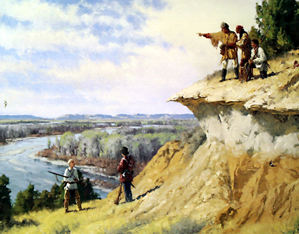 early explorers atop high cliff