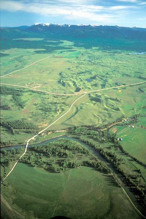 Aerial photo of the Monture Creek valley