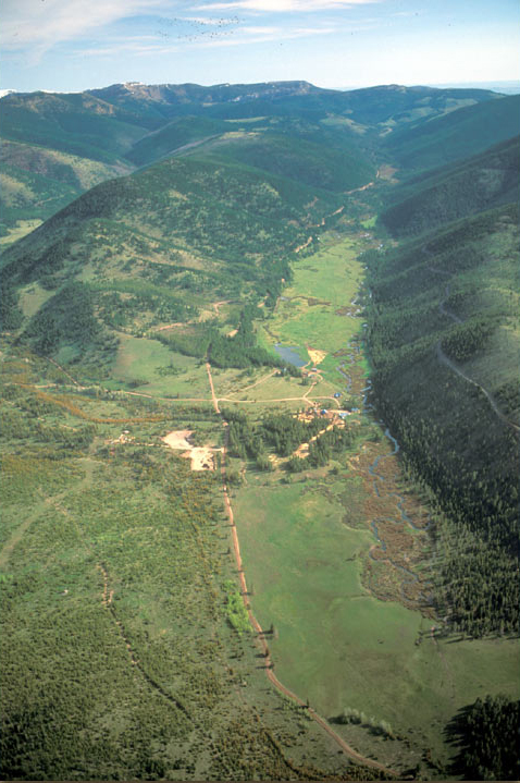 Alice Creek: Green and narrow, mountain valley leading to Lewis and Clark Pass
