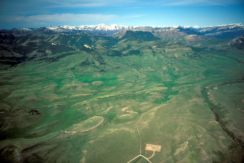 Plains, then foothills, then high snow peaks