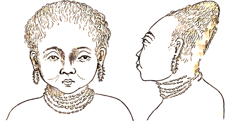 primitive sketch of boy with flattened head