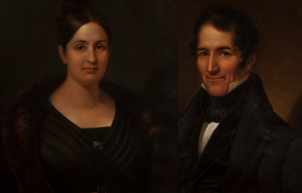 Portrait of a young early 19th-century lady and gentleman