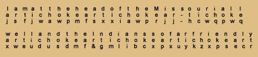table with two rows of letters