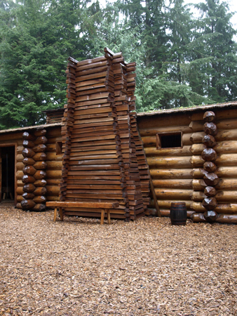 chimney framed with small, split sticks