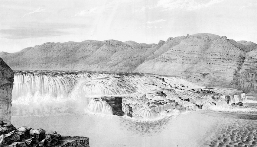 Lithograph of Great Falls by Mathews