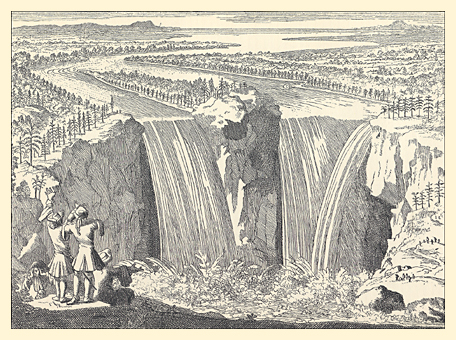 Fr. Louis Hennepin's historical drawing of Niagara Falls