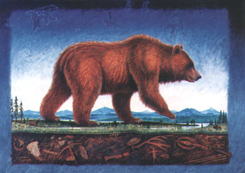 modern painting of a large grizzly bear
