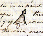 small drawing surrounded by Lewis's handwritten lines in his journal