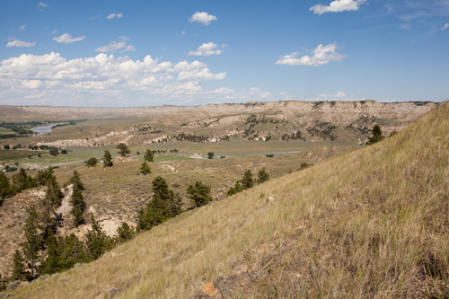 Large valley with barren hills