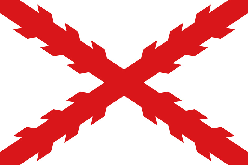 Flag with a red 'X' over a white background