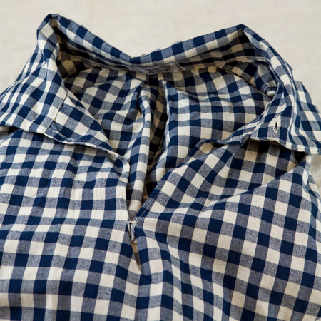 Blue and white checked shirt
