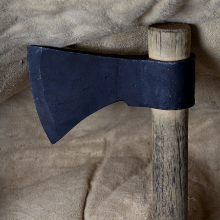 Hand-forged ax with simple head