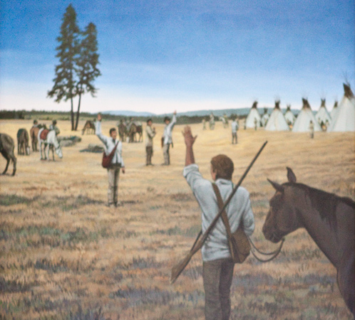 Lewis and Clark wave to each other