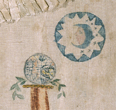The masonic moon symbol drawn on an apron