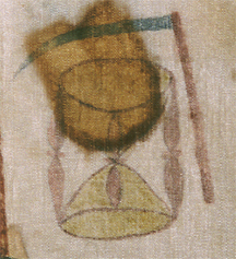 Masonic scythe and hourglass symbol as described below