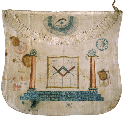 Lewis's Masonic apron: cloth with several masonic symbols