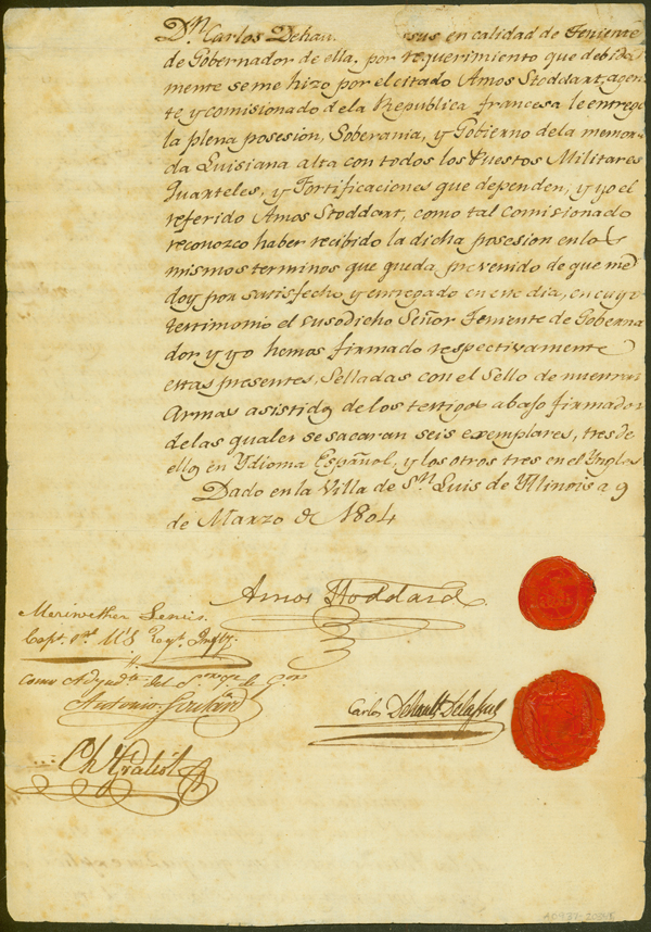 Hand-written manuscript with several signatures