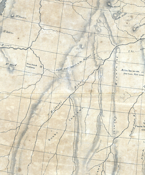Clark's 1805 map of the Rockies