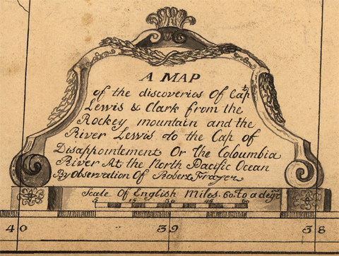 Frazer, Cartouche: 'A MAP of the discoveries of Capt Lewis & Clark...'