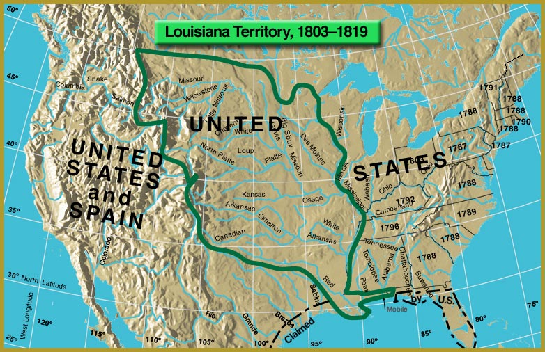 graphic: Map of Louisiana Territory, 1803-1819