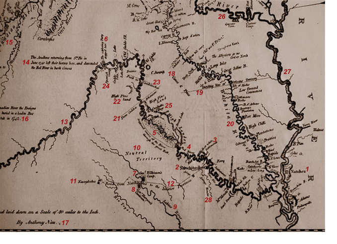 hand drawn map of a winding river crossing the plains