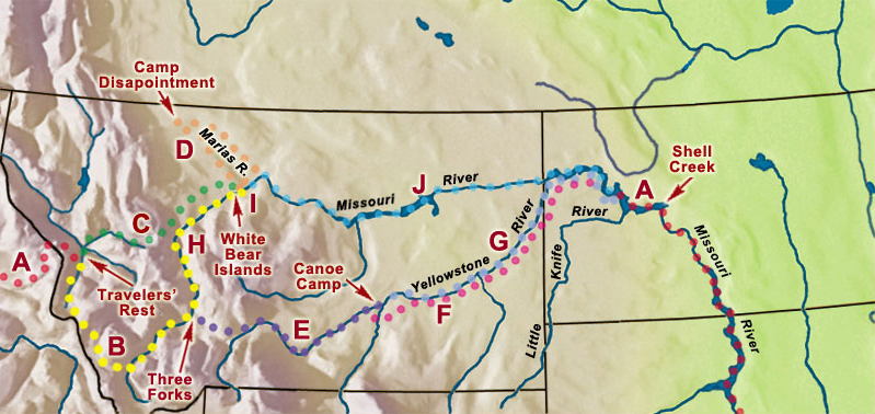 Map showing the expedition dividing forces