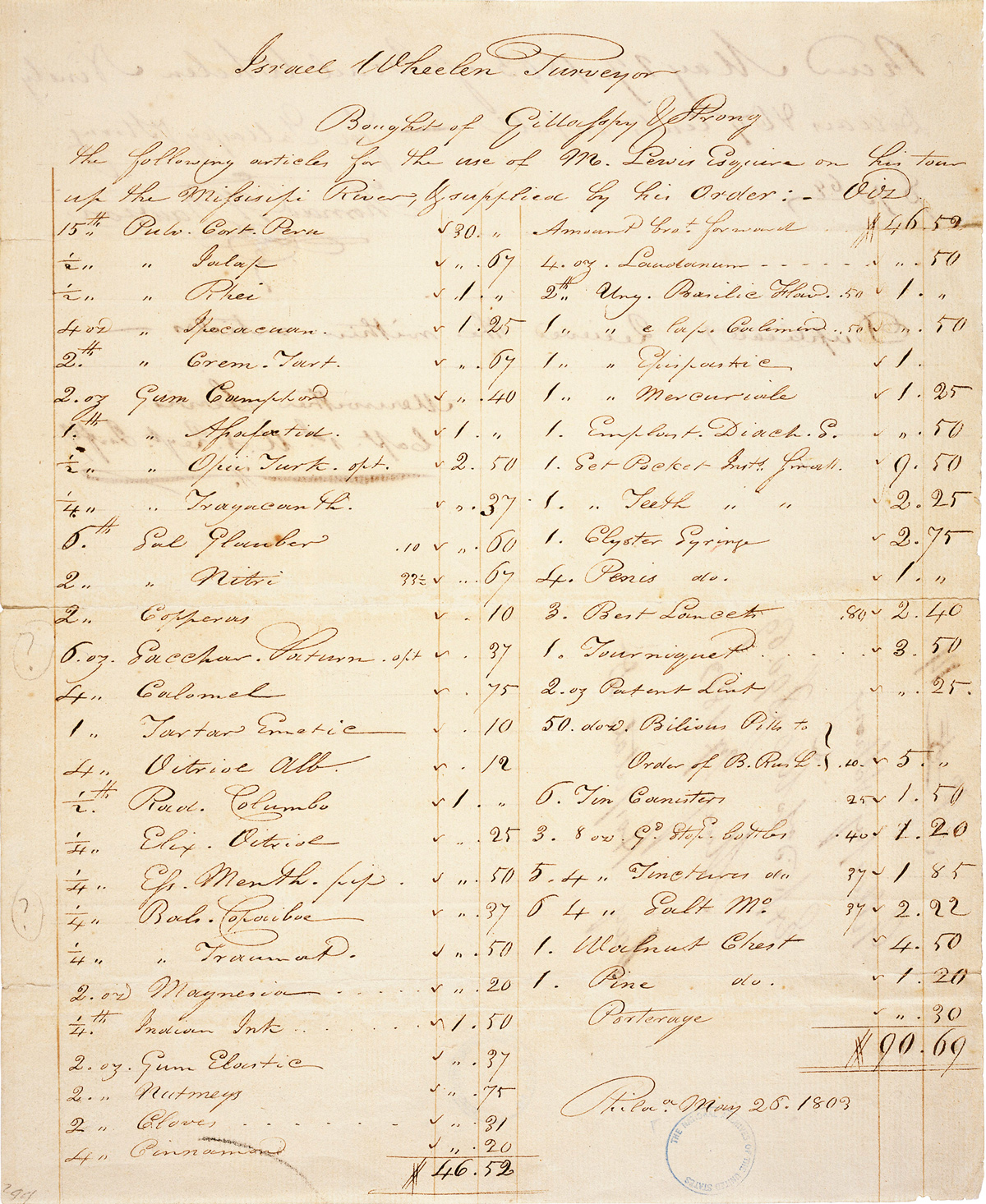 Whelan's handwritten list of medicines transcribed on this page