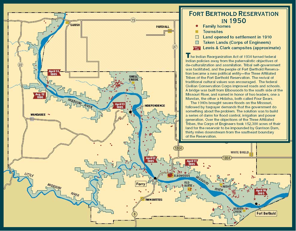 map: Fort Berthold Reservation in 1950