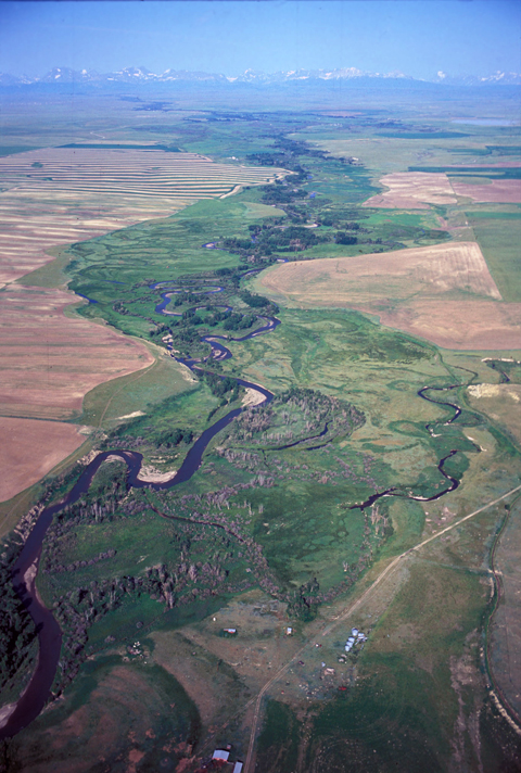 aerial view of Cut Bank Creek