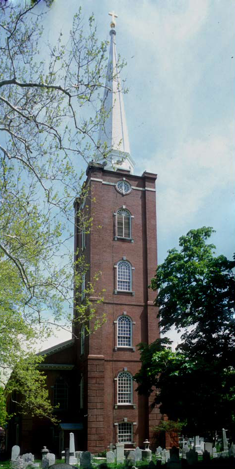St. Peter's Church with a 5-story bell tower and steeple