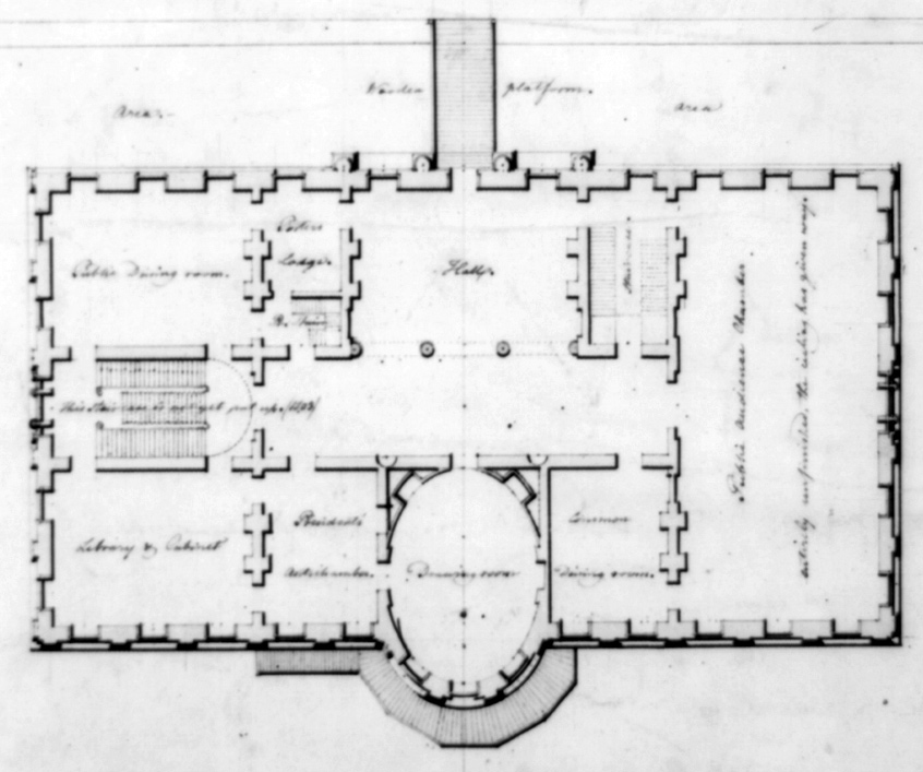 Floor plan of the white house in 1803