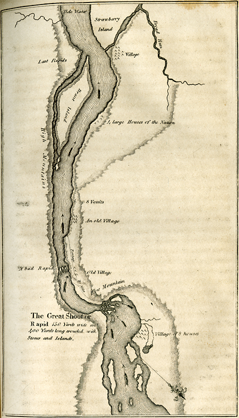 interactive map labeling Clark's map of the Cascades of the Columbia