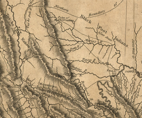 interactive map showing Lewis & Clark with geographic labels at the Marias River Decision viewpoint