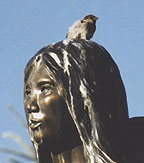 Statue with bird poo