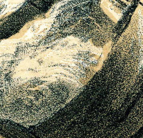 Detail shows impressionistic, pixellated engraving