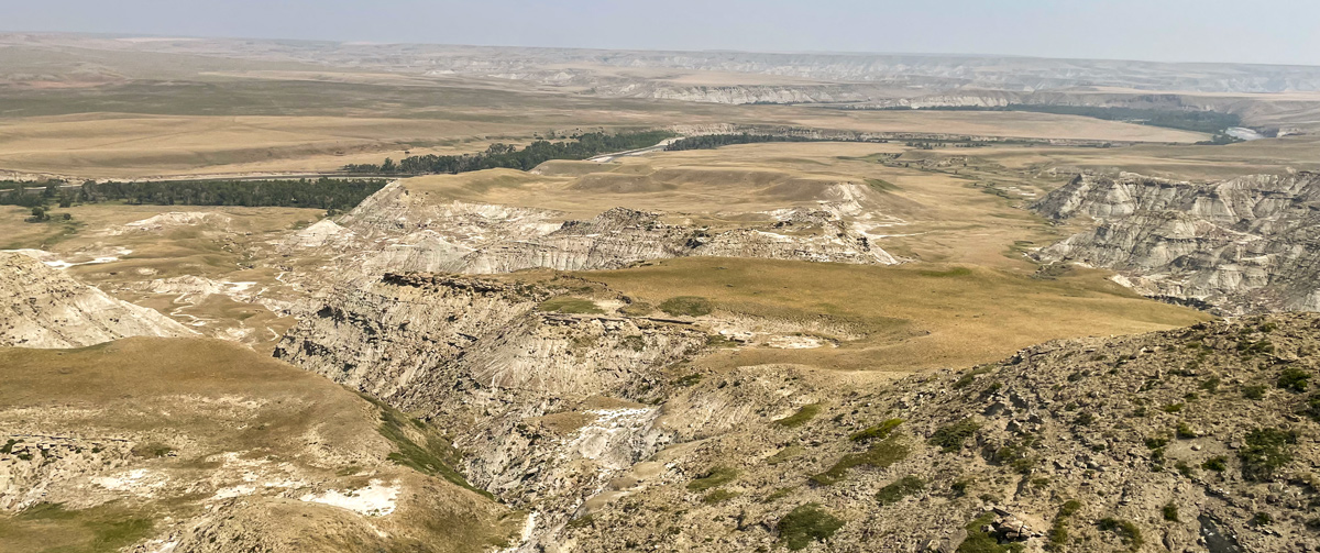 dry badlands of the hilly Two Medicine River