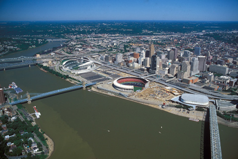 Aerial view of modern Cincinnati
