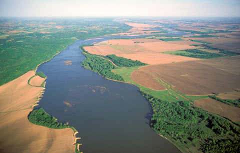 Aerial view of Elk Point, a narrowing of the river