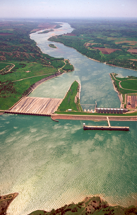 Aerial view of Fort Randall Dam