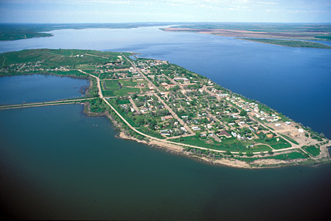 Aerial view of Fort Yates