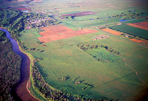 Aerial view of the Knife River Village site