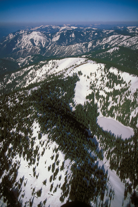 Snowy Bitterroots by air during winter
