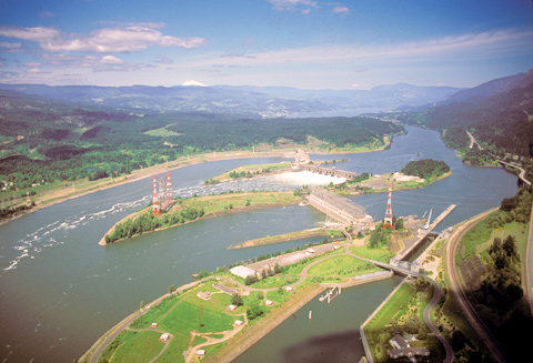 Bonneville Dam crossing the Columbia River