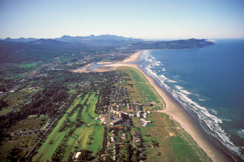 Aerial photo of the Pacific Ocean at Seaside, Oregon