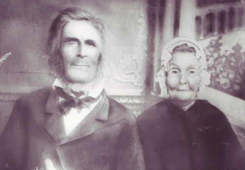 A tough-looking old man and his wife